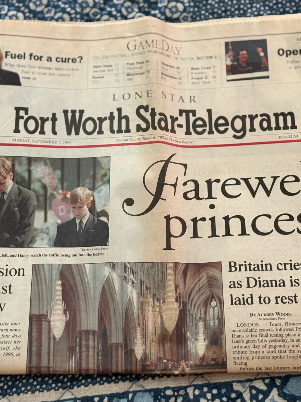 Vintage Fort Worth Star-Telegram Newspaper - Neutral Tones